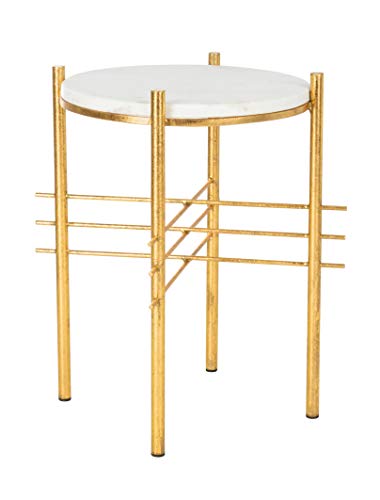 Safavieh Home Jenesis White Marble and Gold Round Accent Table