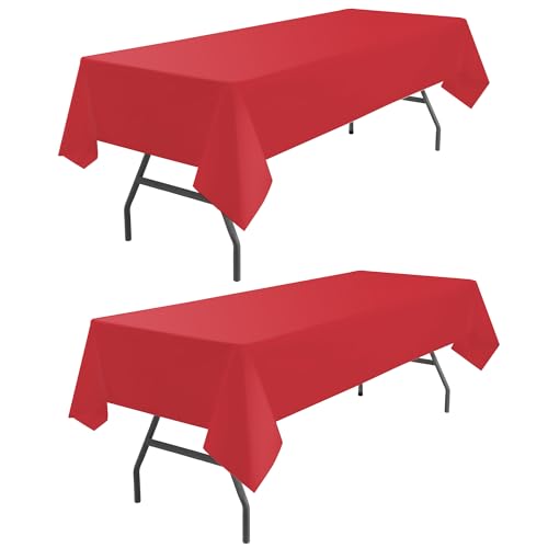 Red Disposable Tablecloth 2 Pack - 54 x 108 Inches for Parties and Events - B3 Red