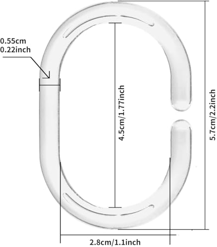 Silicone Shower Curtain Rings Hooks - Clear, 12 Pack