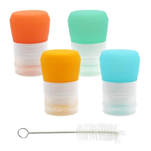 1 oz Silicone Squeeze Bottles for Sauces - 4 Pack Travel Containers