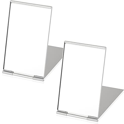 Blulu 2 Pcs Mini Folding Pocket Mirrors for Purse Aluminum 3.35 x 2 Inches