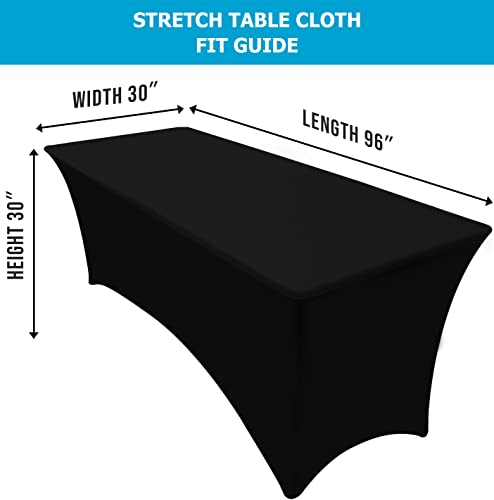 Utopia Kitchen 8FT Spandex Table Cloth - Black, Washable & Wrinkle Resistant