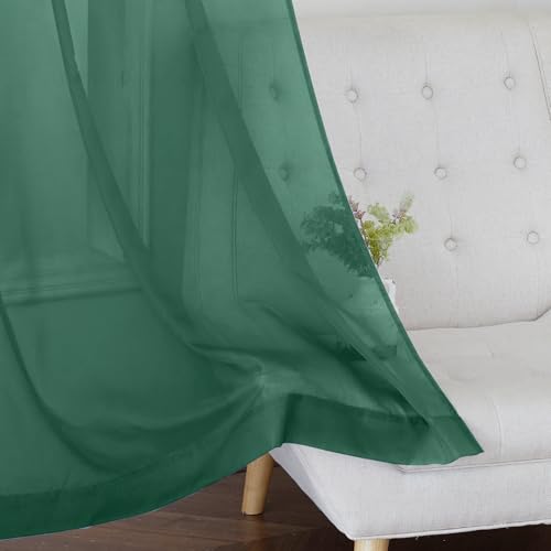 NICETOWN Green Sheer Curtains, Grommet Voile Window Panels (54"W x 84"L, 2-Pack)