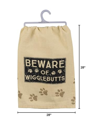 Beware of Wigglebutts Cotton Dish Towel - 28"x28" Dog Design
