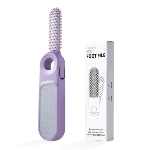 Cryslora 2-in-1 Foot File Callus Remover & Pedicure Tool with Toe Brush