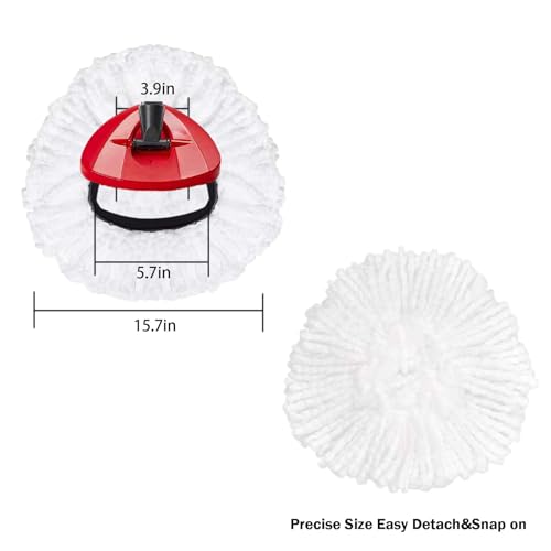 FOOKCIAN 4 Pack Microfiber Spin Mop Replacement Heads - White