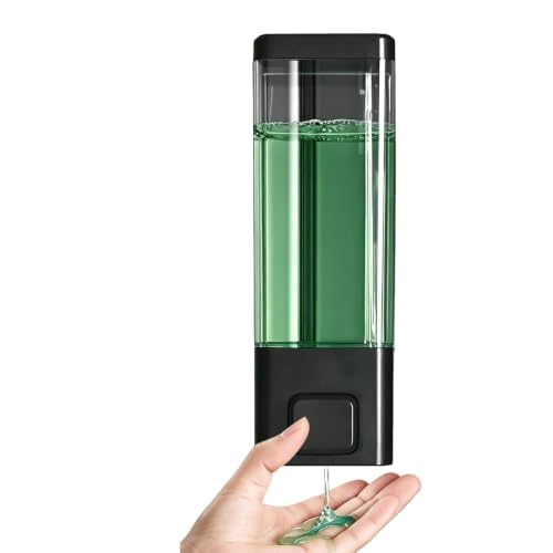 Wall-Mounted Manual Soap Dispenser - 350ml Black Plastic