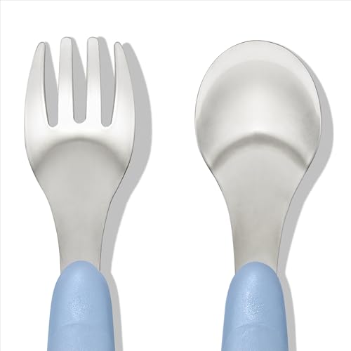 OXO Tot Fork and Spoon Set for Toddlers - Dusk Stainless Steel Utensils