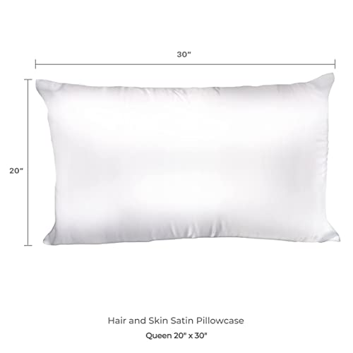 Spasilk Queen Satin Pillowcase 20x30 White Hypoallergenic Charmeuse Bed Linen