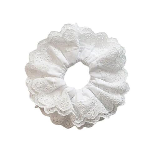 White Lace Hair Scrunchies for Women - Extra Large Ponytail Holder