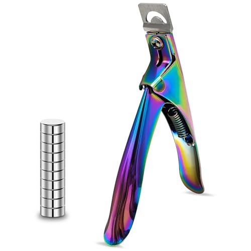 Acrylic Nail Cutter with Magnetic Size Adjuster Rainbow Stainless Steel