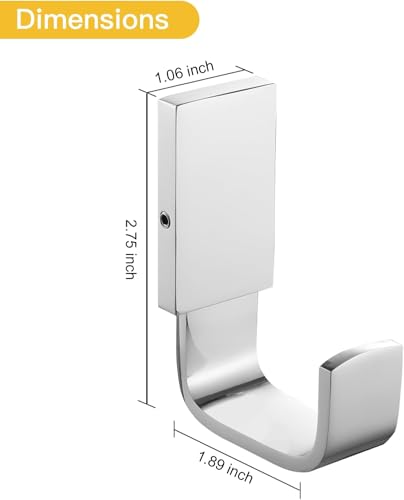 BESy Brass Towel Hook Polished Chrome Wall Mount Robe & Coat Hook 1 Pack
