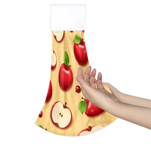 Pardick A-01 Apples Kitchen Towels - 2 Pack Absorbent Hand Towels with Loop