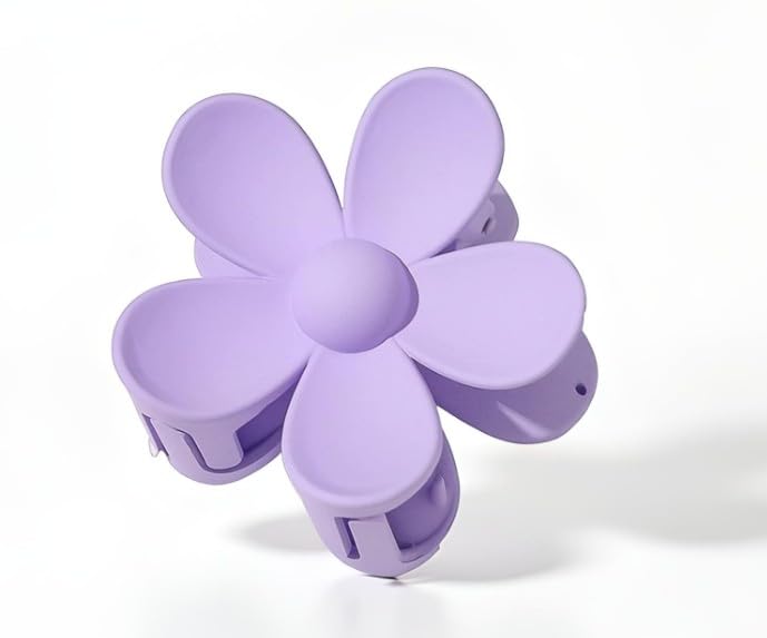Purple Flower Hair Claw Clip Anti-Scratch Strong Hold Jaw
