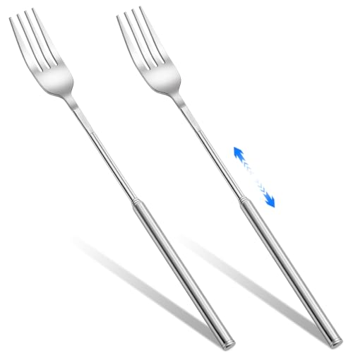 Extendable Fork Prank Set - 2-Pack Telescopic Stainless Steel Forks