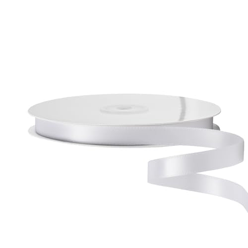 LIUYAXI 1/2" Double-Faced Satin Ribbon - 25 Yards, White