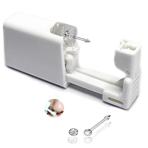 Self Nose Piercing Gun Kit - Disposable Sterile Tool with Cubic Zirconia