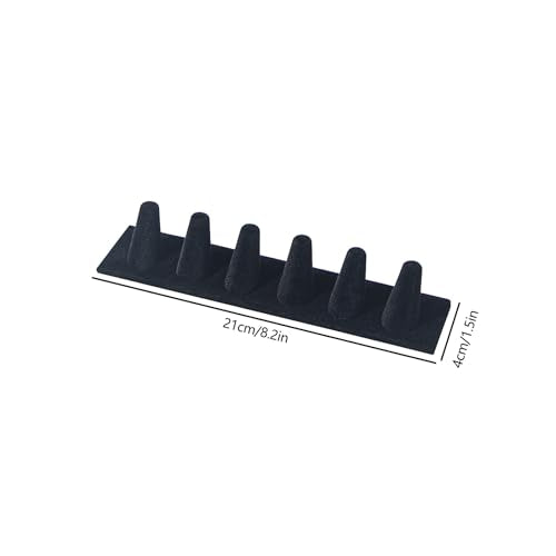 Black Velvet 6-Finger Ring Display Stand - Set of 2 Jewelry Holders