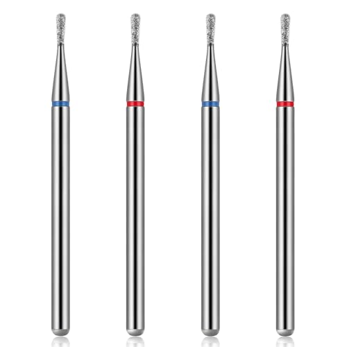 Bruislard 4-Piece Round Tapered Cuticle Nail Drill Bit Set 3/32" Shank