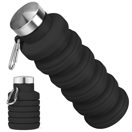Rotayi 16oz Collapsible Silicone Water Bottle - BPA-Free, Leak-Proof, Portable Travel Companion