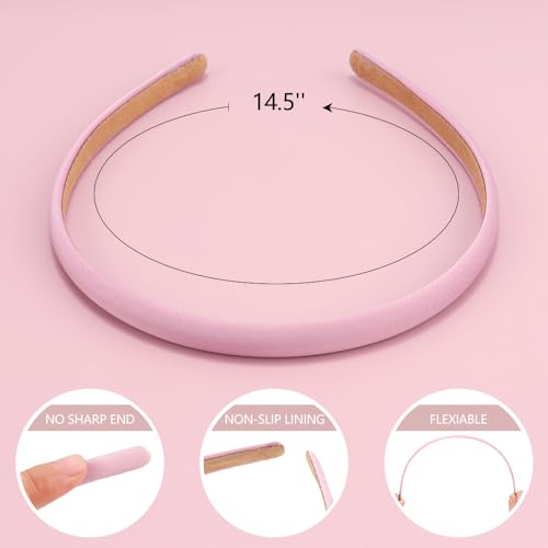 TOBATOBA 6pcs Thin Satin Headbands for Women Non Slip Hair Bands