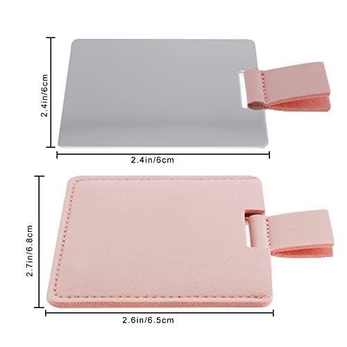 Huakaile Shatterproof Stainless Steel Compact Mirror with PU Leather Case, Pink