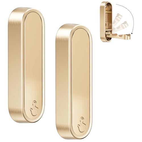 Ruiziiz Foldable Wall Hooks - Heavy Duty Zinc Alloy Gold Coat Hooks (2 Pack)