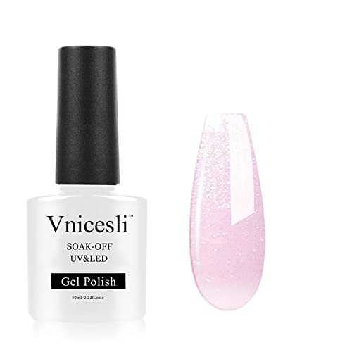 Vnicesli Shimmer Light Purple Gel Nail Polish Sparkle Glitter Sheer Varnish