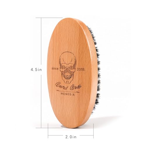 Menesia Soft Boar Bristle Beard Brush - Travel Size Wooden Grooming Brush
