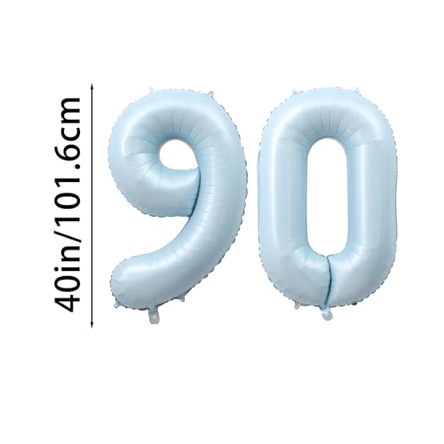 40 Inch Baby Blue Number 90 Foil Balloon for 90th Birthday