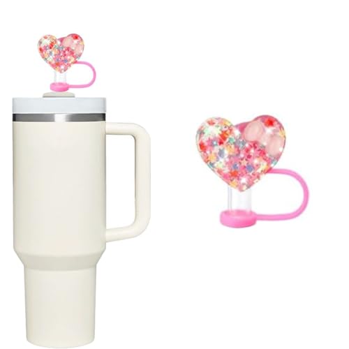 Pink Hearts Silicone Straw Covers for Stanley Cup Tumblers 30/40 oz
