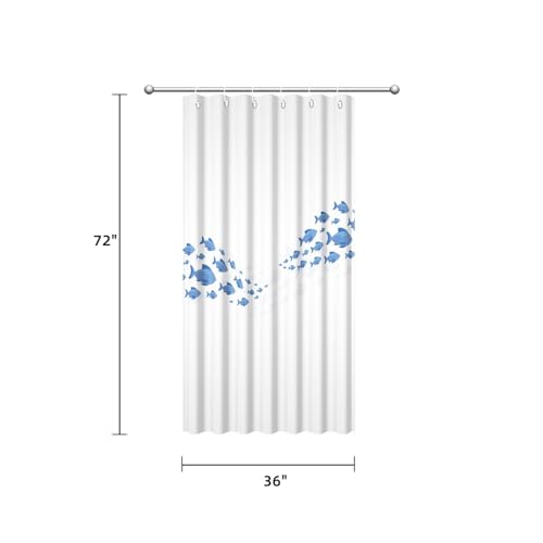 Yeele Minimalist School of Fish Shower Curtain, 36x72 Inch Waterproof Blue
