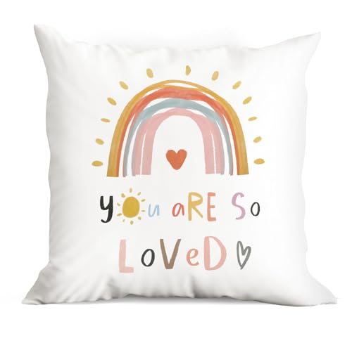Boho Rainbow Decorative Throw Pillow Cover - 18"x18" Cushion for Kids Room