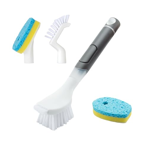 REEWII Soap Dispensing Dish Brush Set with 4 Refill Heads