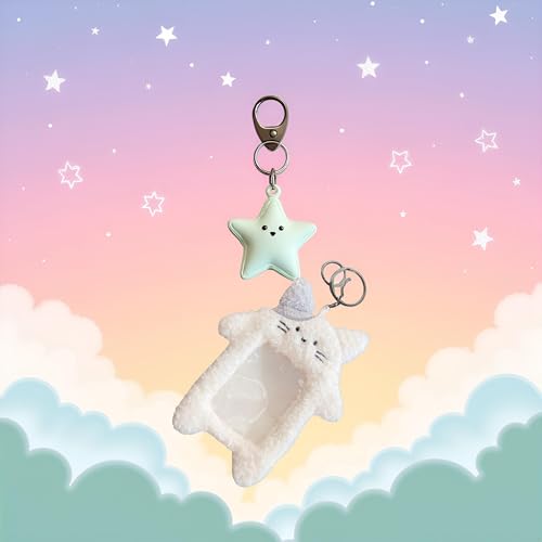 Cute Cartoon Animal Plush Photo Holder Keychain - Bear, Rabbit, Cat
