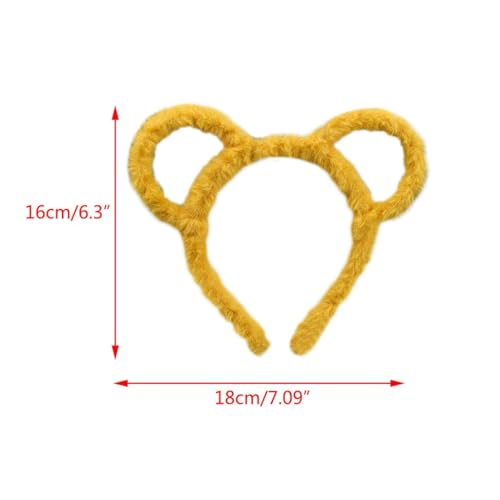 Yellow Plush Mouse Ear Headband Cute Animal Hair Hoop for Makeup