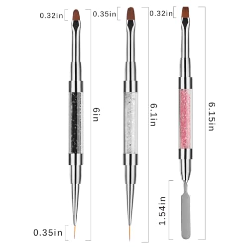 3Pcs Double-Ended Nail Art Brush Set French Manicure & Liner Brushes