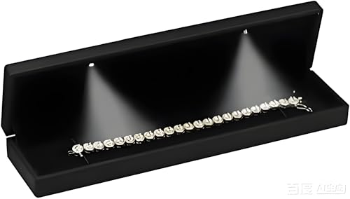 Black LED Bracelet Necklace Jewelry Box with 3 Lights - Classic Variation