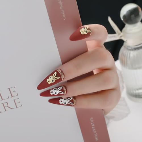 3D Rabbit Nail Art Charms with Rhinestones Cute Easter Bunny Gems