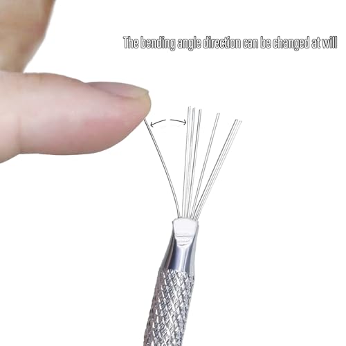 WOKOTO 2 Pcs Stainless Steel 7-Needle Nail Art Pens for Lines and Marbling