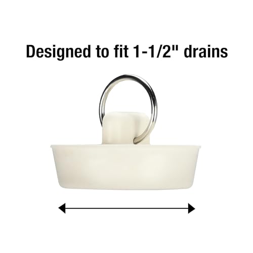 Danco 1-1/2 Inch Rubber Drain Stopper with Pull Ring - Off-White