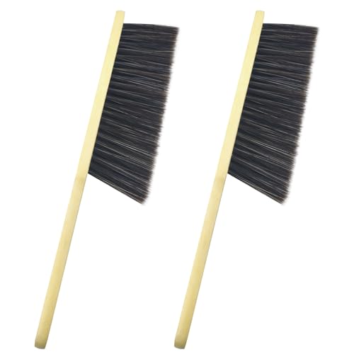 2 Pcs Soft Bristle Dust Brush with Wooden Handle - Khaki