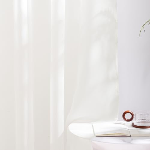 NICETOWN Natural Sheer Curtains, 54x84 Inch Grommet Panels, 2-Pack