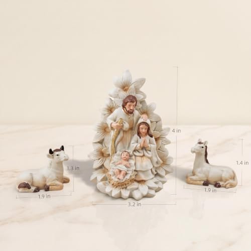 Holy Family Nativity Figurine Set - 3-Piece Resin Christmas Religious Decor