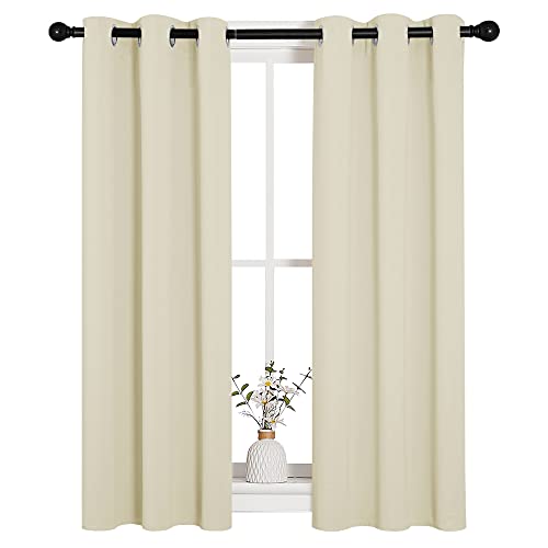 NICETOWN Short Blackout Curtains for Small Windows, Beige 29"W x 40"L (2-Pack)