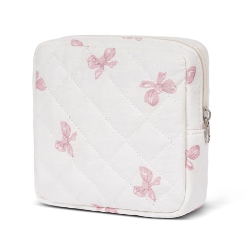 SXS LACONIC Quilted Small Makeup Bag for Purse with Compartments