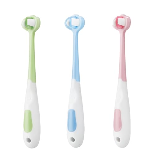 PandaEar 3-Sided Baby Training Toothbrush Set, Ages 1-4