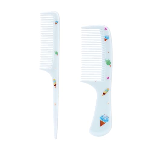 Baby Comb Set - 2pcs Cute Ice Cream Plastic Fine Tooth & Rat Tail