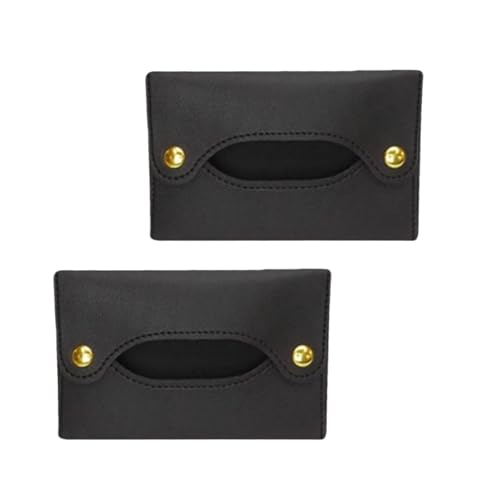 Senyango PU Leather Pocket Tissue Holder - Travel Pouch, 2-Pack (Black)