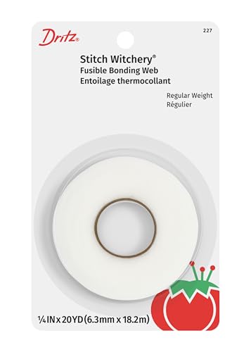 Dritz Stitch Witchery Fusible Bonding Web, Regular Weight, 1/4" x 20 Yards - White